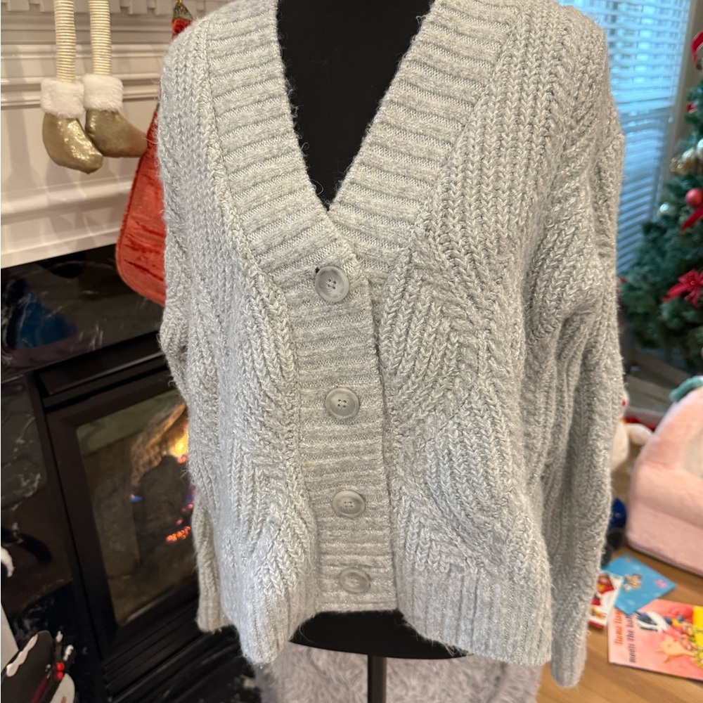 Universal Threads Gray Cable Knit Cardigan Sweater